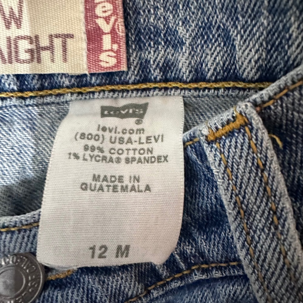 Levis 505‎ Nouveau Low Straight Jeans Medium Wash Blue Denim Size 12M 34x30 - Picture 2 of 8